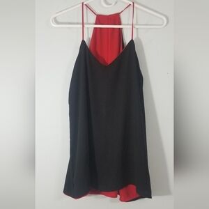 Black & Red Reversible Tank Top. Spaghetti Strap, V-Neck, Peek-a-boo Back.